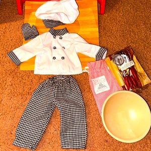 The Queen's Treasures 18” Doll 6 Pc Chef Outfit Fits American Girl w Baking Set